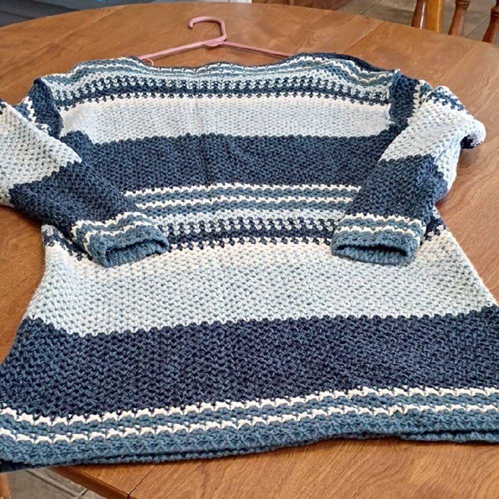 The Limited Navy and Cream Striped Sweater